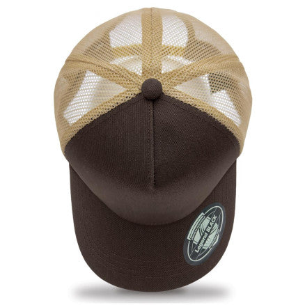 RCA Striped Trucker Cap - BROWN/KHAKI - EMBROIDERED LOGO