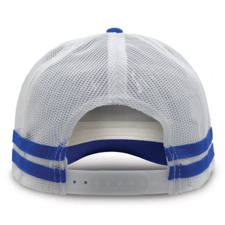 RCA Striped Trucker Cap - COBOLT BLUE/WHITE - EMBROIDERED LOGO