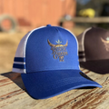 RCA Striped Trucker Cap - COBOLT BLUE/WHITE - EMBROIDERED LOGO