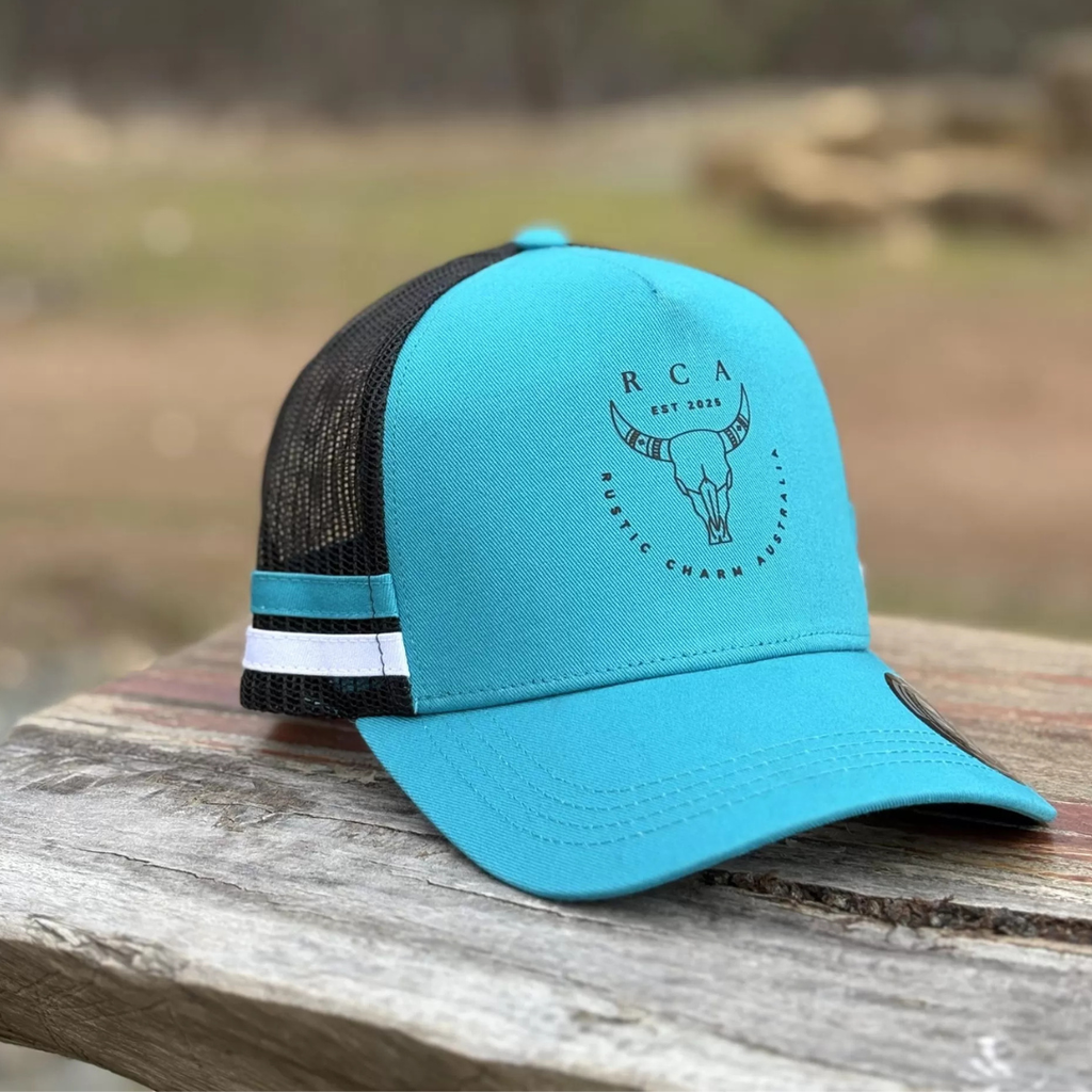 RCA Striped Trucker Cap - Tea/Black/White